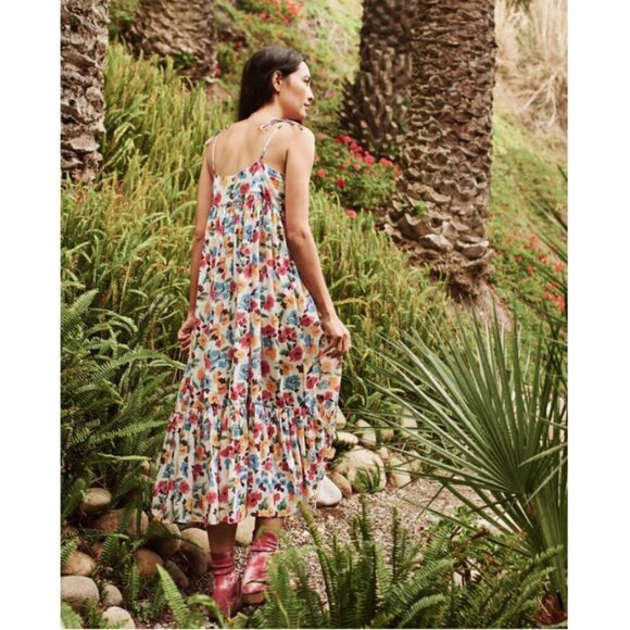 💕THE GREAT💕 The Dainty Dress ~ Midi 100% Cotton Tropical Floral Large L NWT - Picture 4 of 16